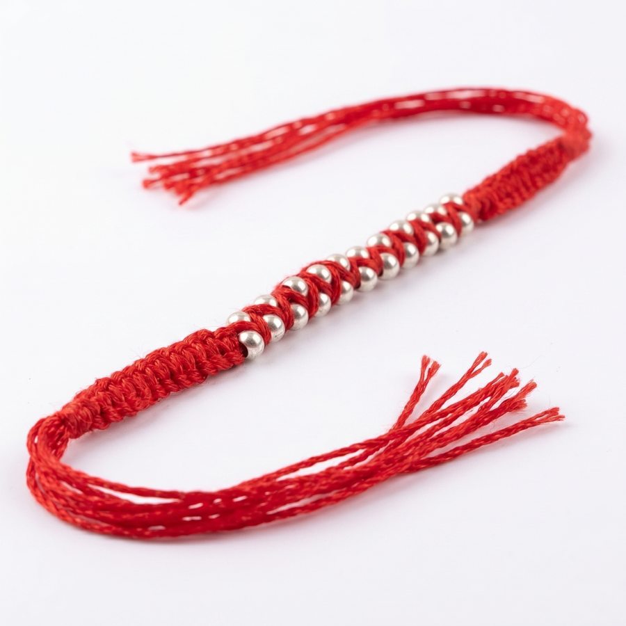 Silver Bead Thread Rakhi