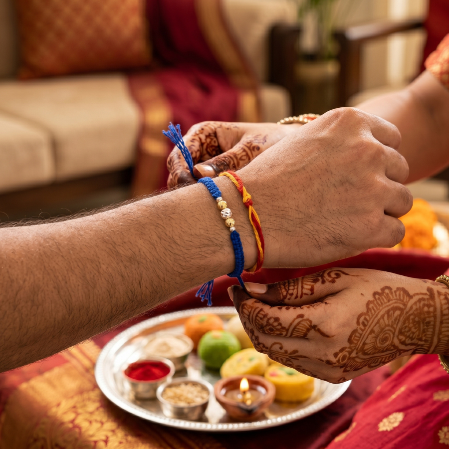 Royal Blue Bead Rakhi