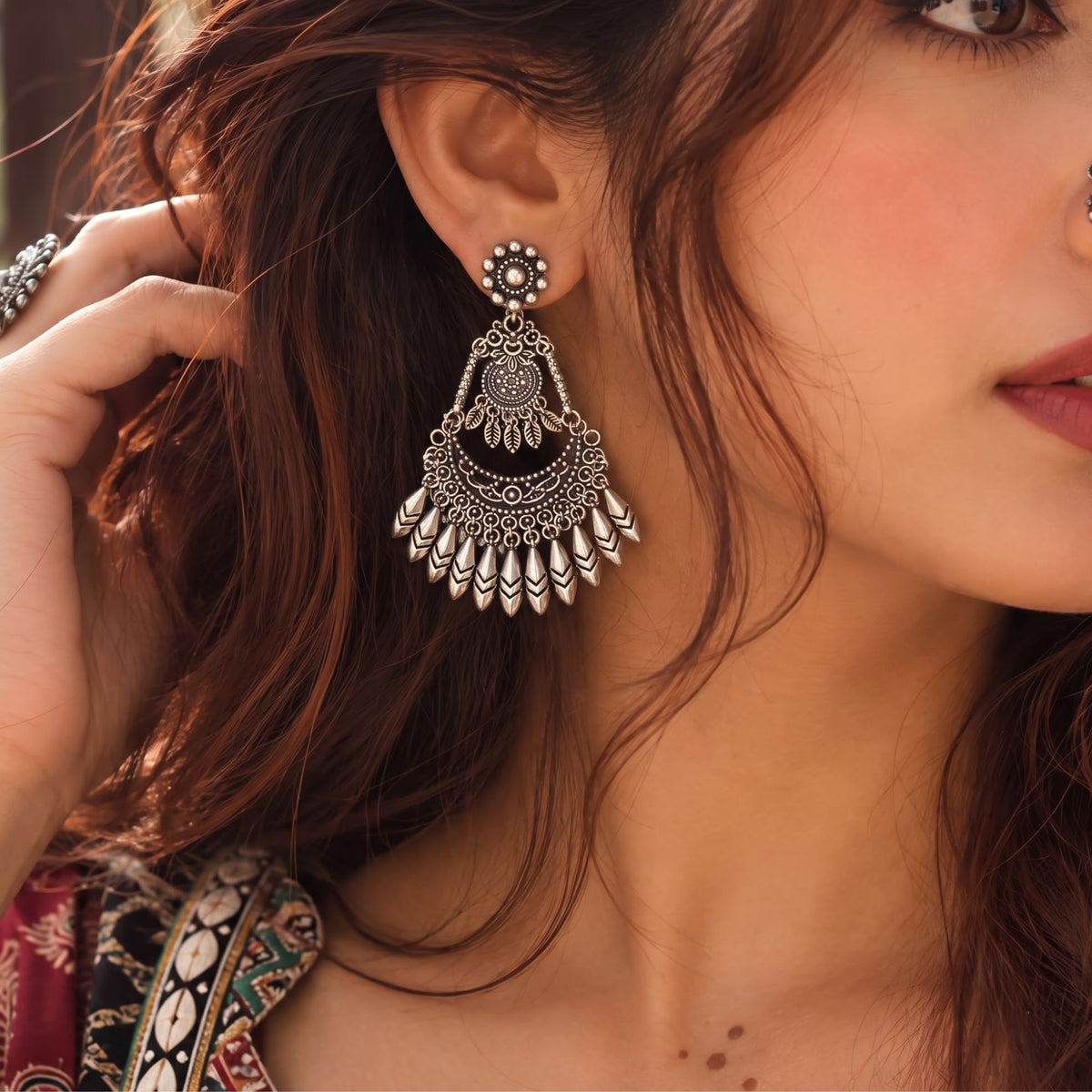 Chandni Raas Oxidised Chandbali Earrings