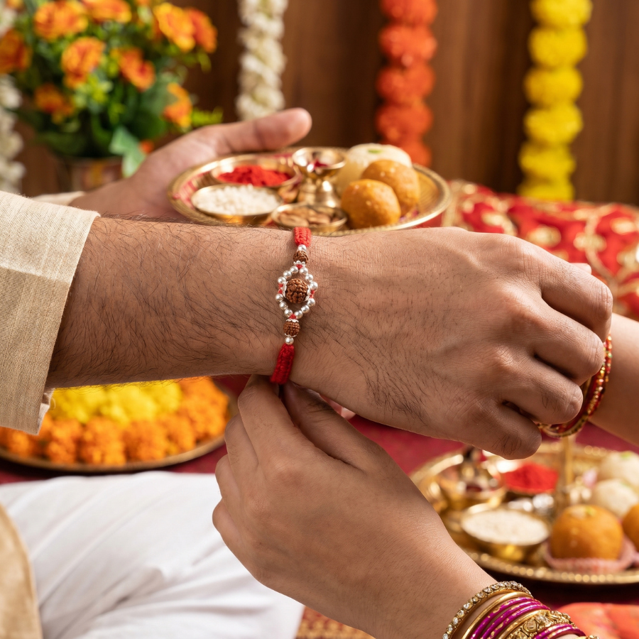 Rudraksha Silver Halo Rakhi