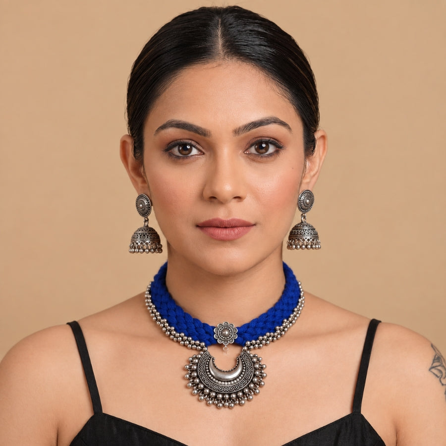 Neel Chand Dori Oxidised Necklace Set