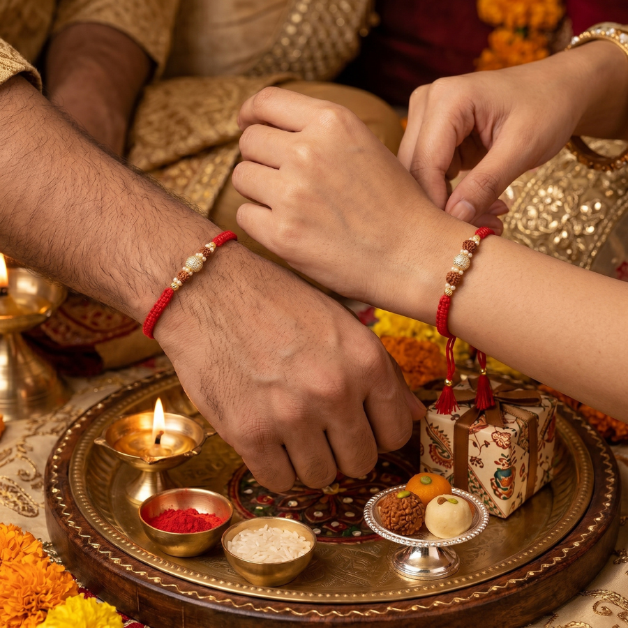 Royal Rudraksha Crystal Rakhi Combo