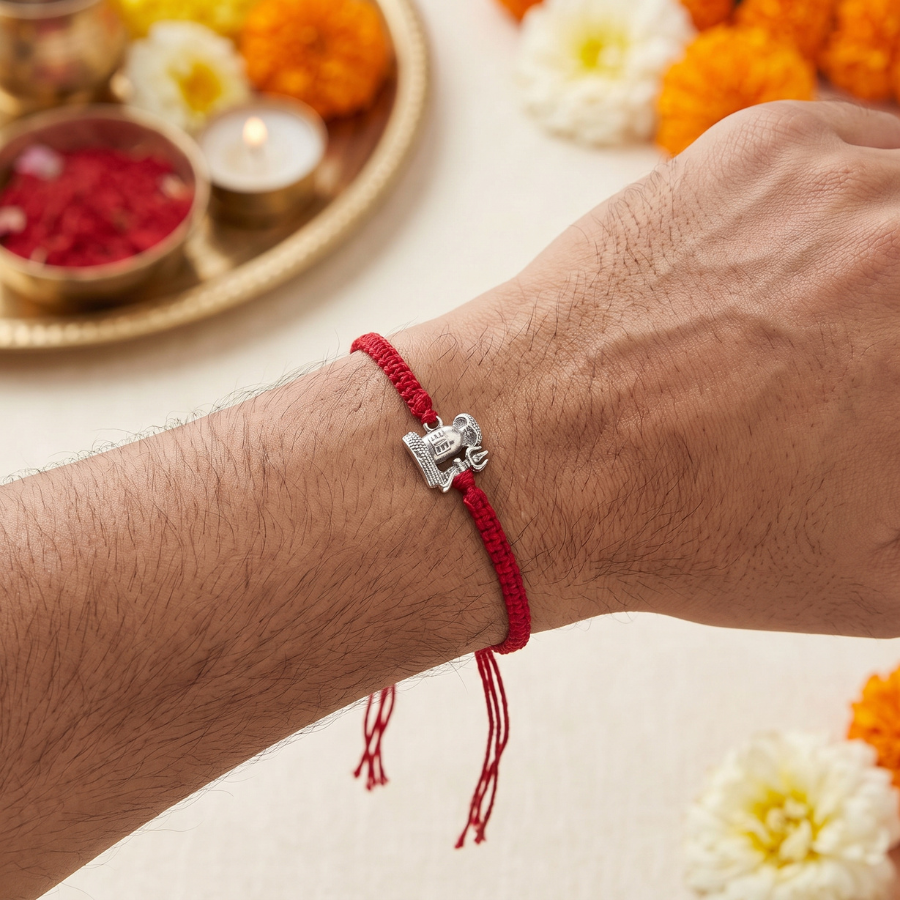 925 Silver Shivling & Trishul Rakhi