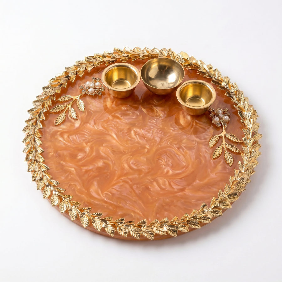 Amber Marble Resin Thali