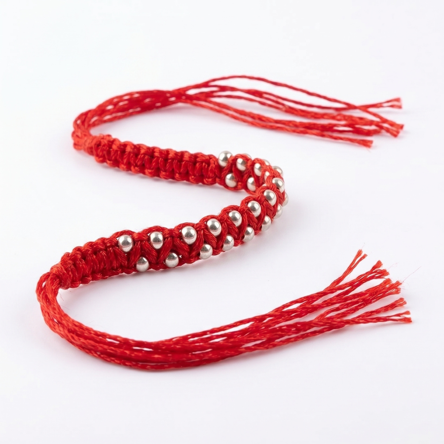 Silver Bead Thread Rakhi