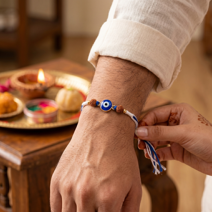 Evil Eye Rudraksha Guardian Rakhi