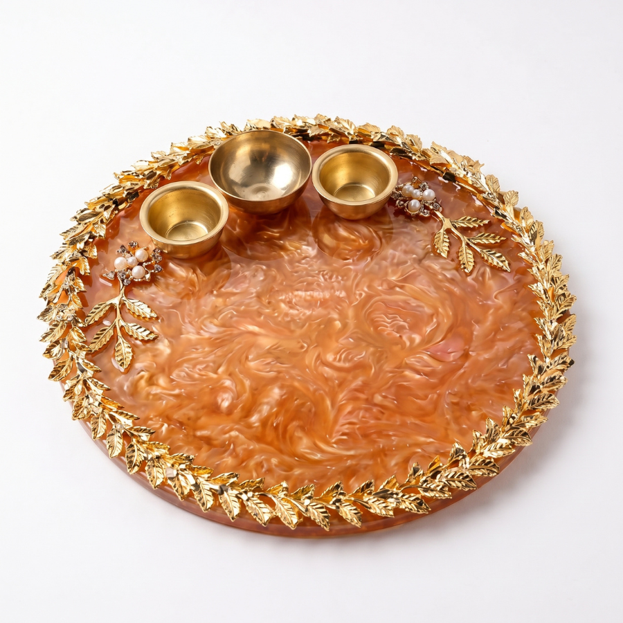 Amber Marble Resin Thali