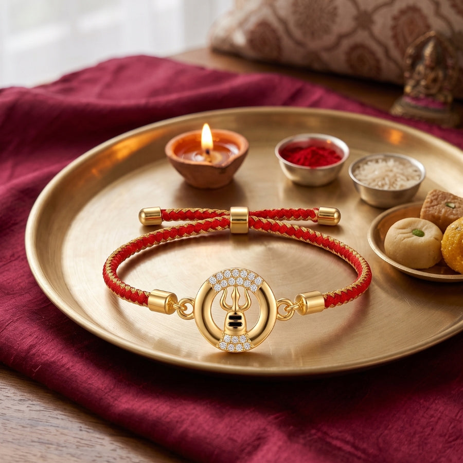 Shiv Trishul Crystal Bracelet Rakhi
