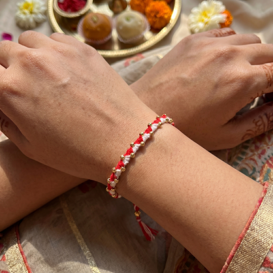 Golden Bead Harmony Rakhi