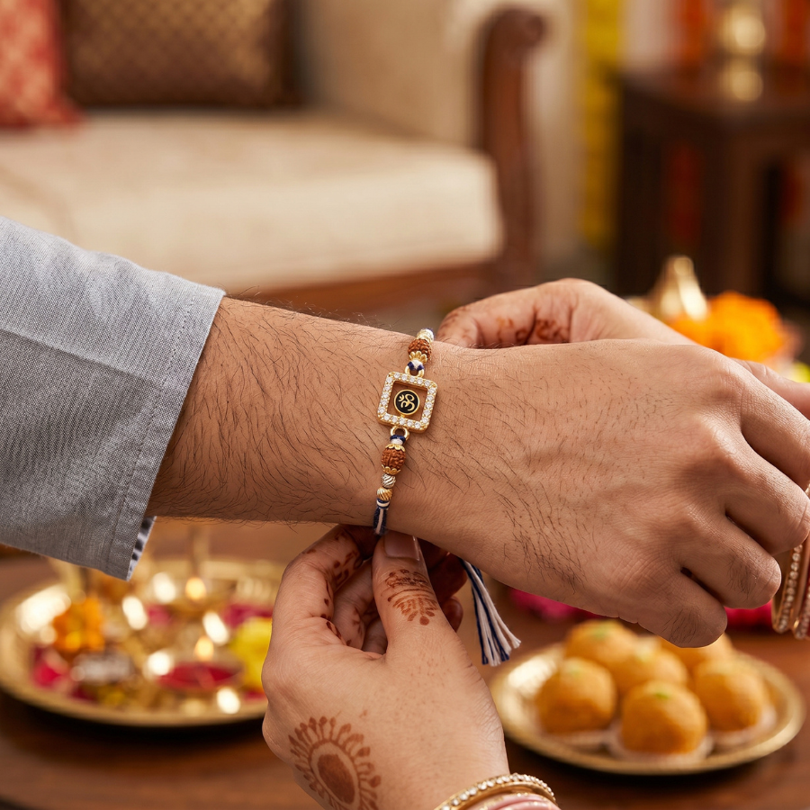 Om Divine Crystal Rakhi
