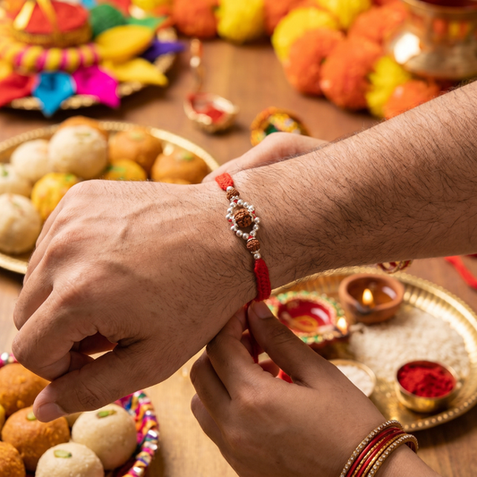 925 Silver Rudraksha Silver Halo Rakhi