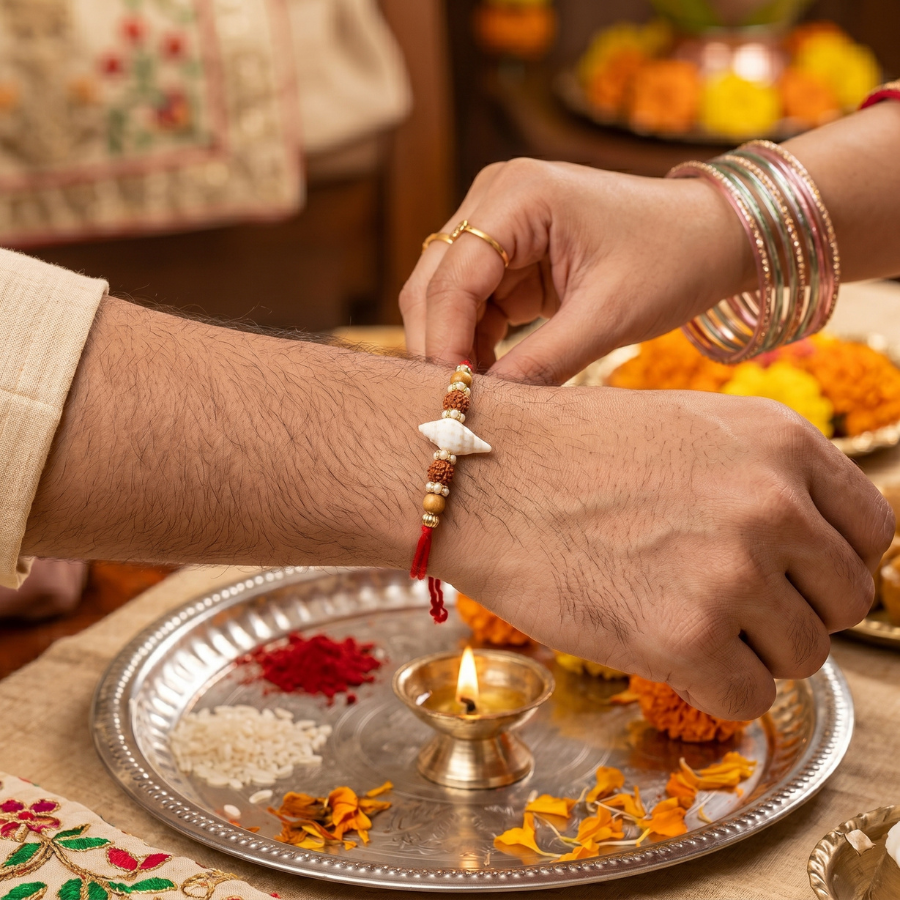 Coastal Rudraksha Shell Rakhi