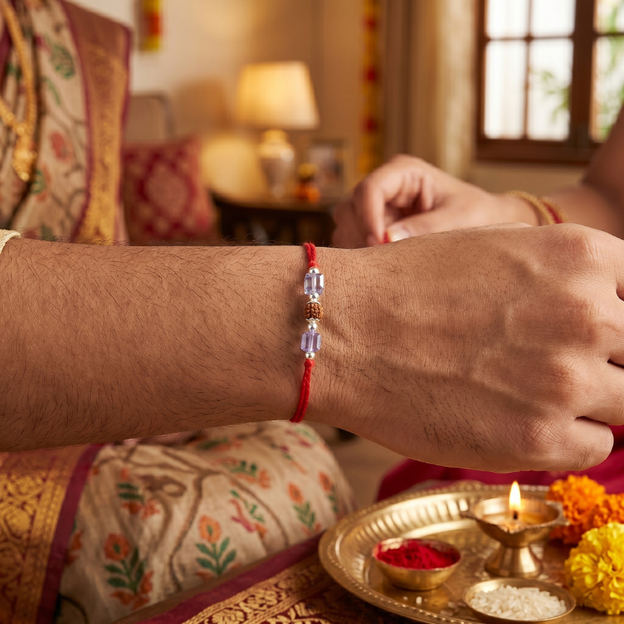 Sky Crystal Rudraksha Rakhi