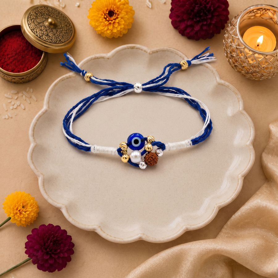Nazar Pearl Rudraksha Rakhi