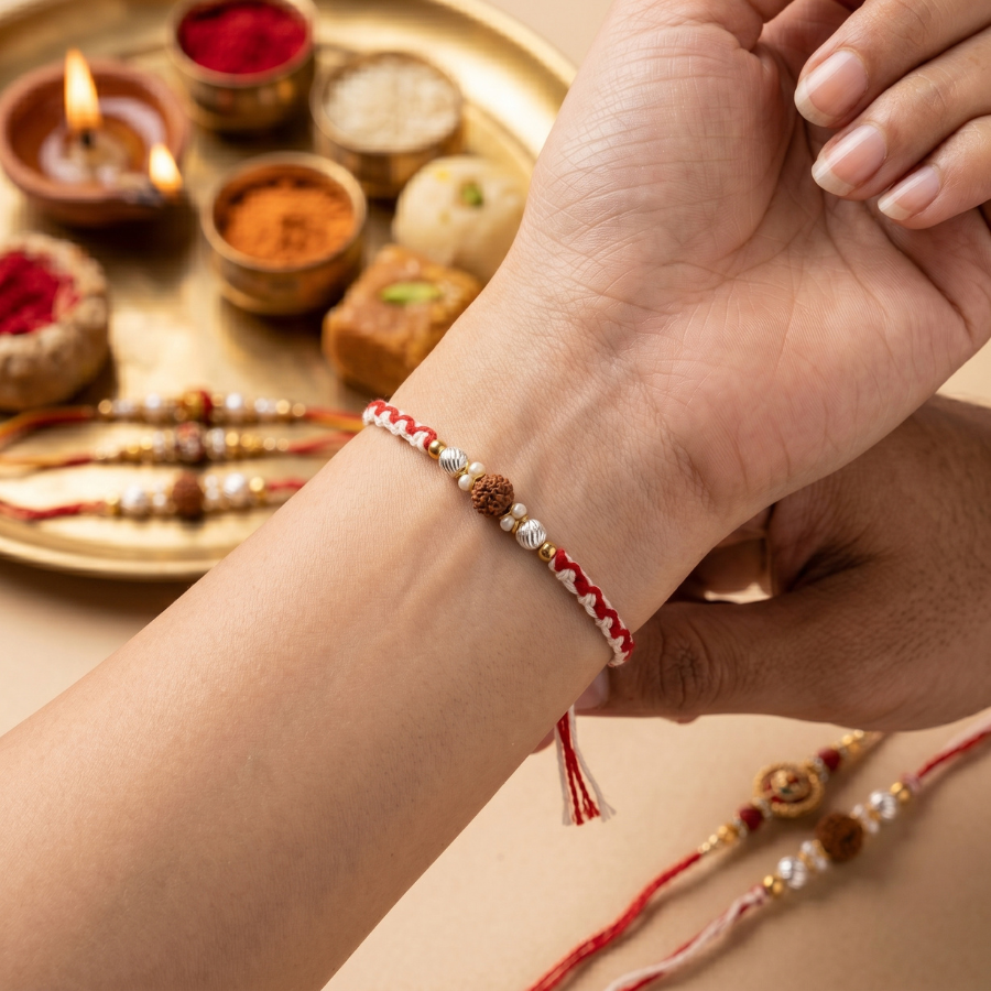 Crystal Rudraksha Twist Rakhi