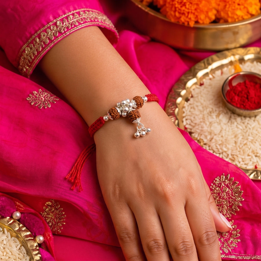 Rudraksha Charm Cluster Rakhi