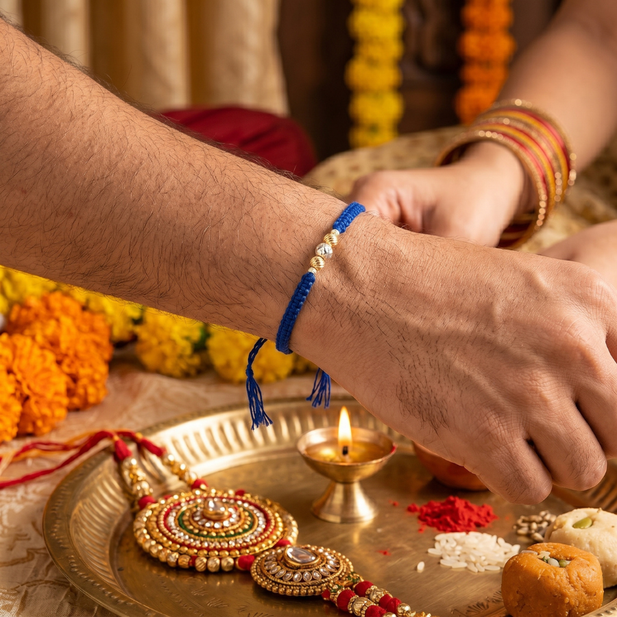Royal Blue Bead Rakhi