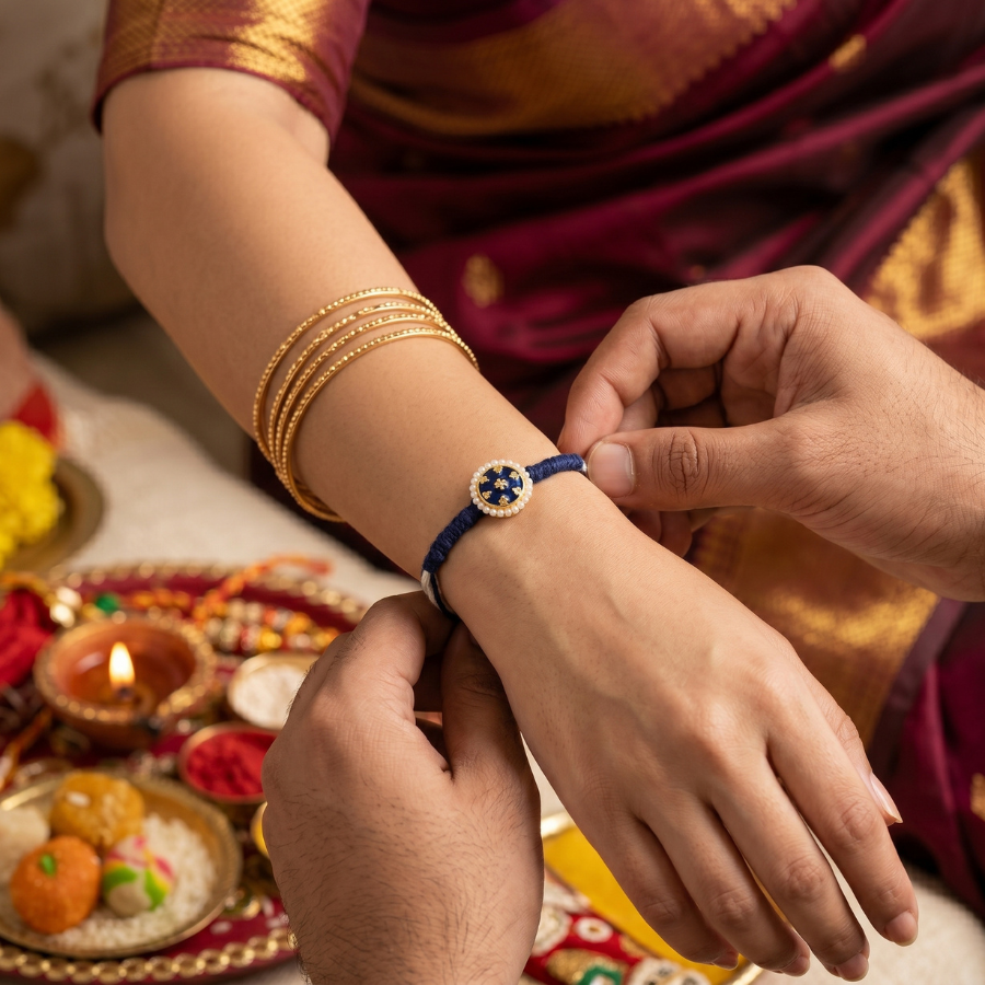 Midnight Pearl Bloom Rakhi