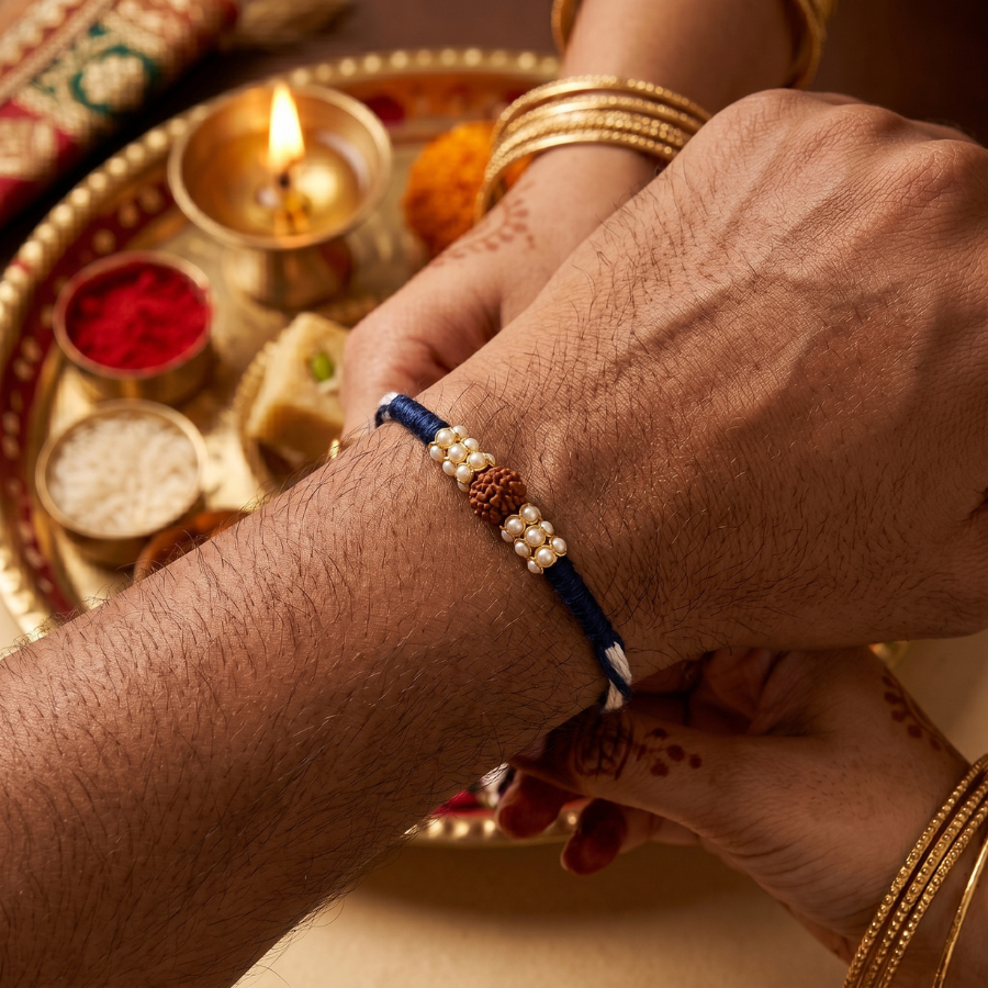 Pearl Halo Rudraksha Rakhi
