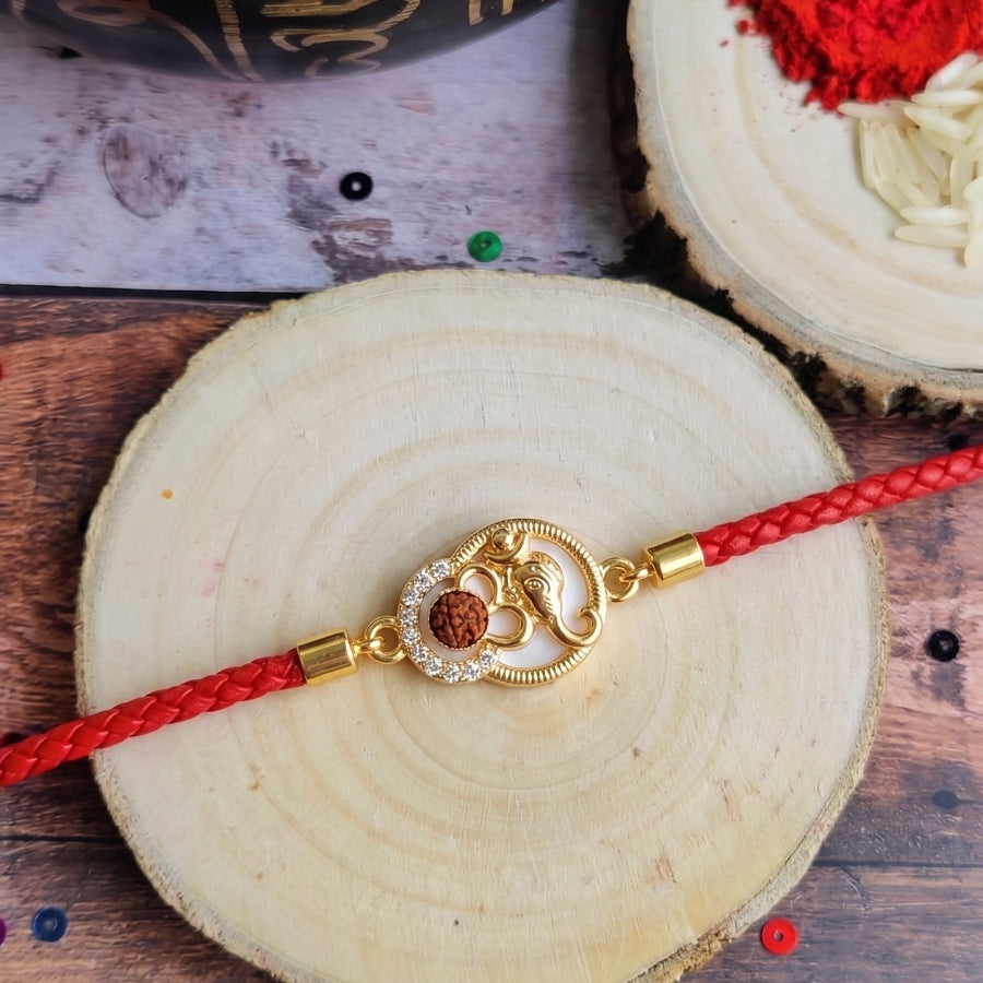 Divine Ganesh Rudraksha Bracelet Rakhi