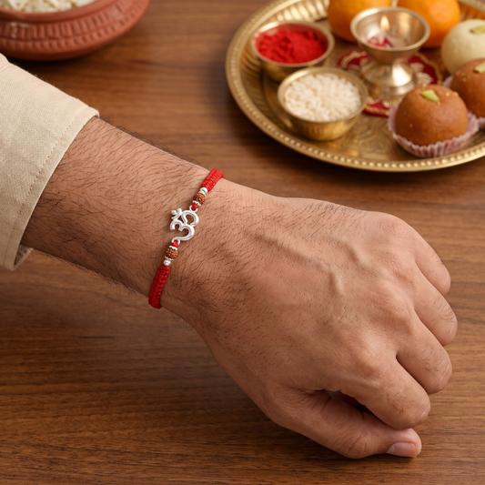 925 Silver Om Rudraksha Rakhi