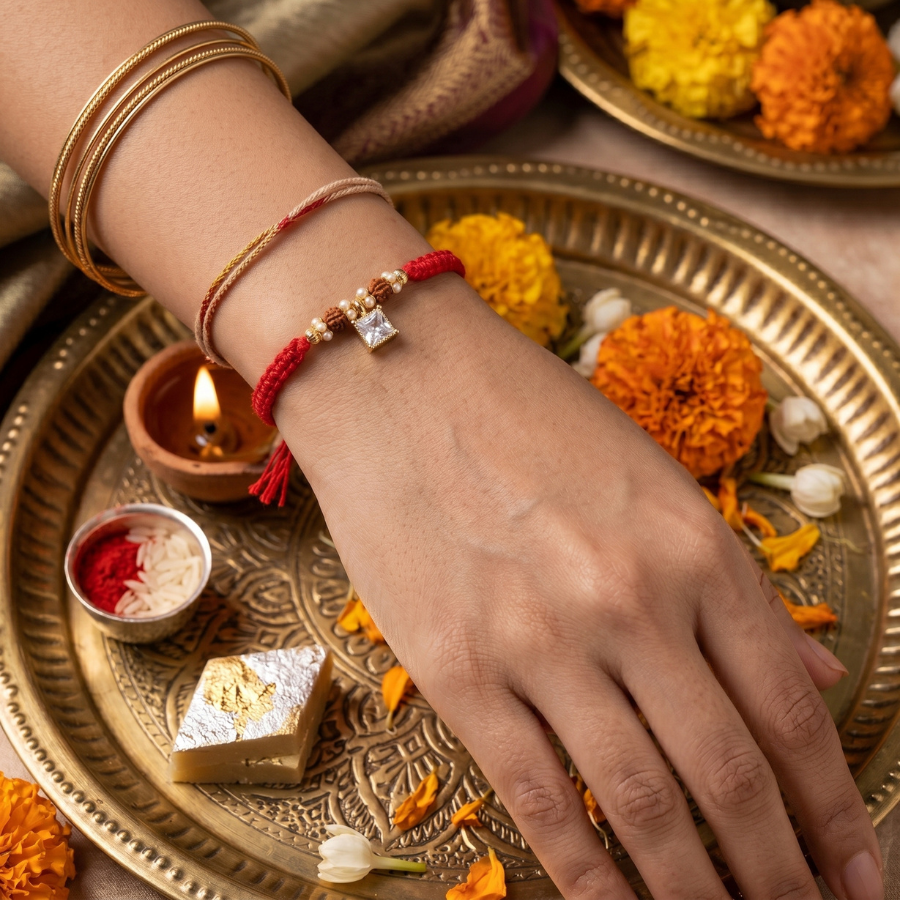 Crystal Grace Rudraksha Rakhi