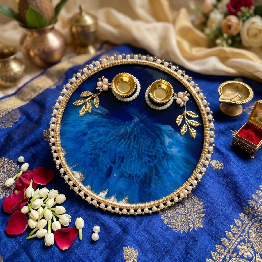 Ocean Blue Resin Pooja Thali