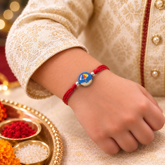 925 Silver Beach Umbrella Kids Rakhi