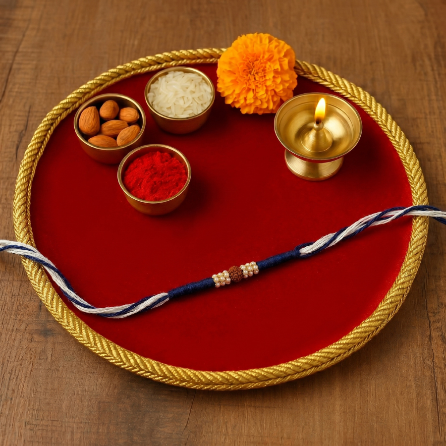 Pearl Halo Rudraksha Rakhi