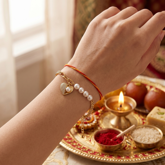 Gold Heart Pearl Bracelet