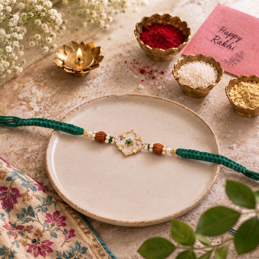 Emerald Blossom Rudraksha Rakhi