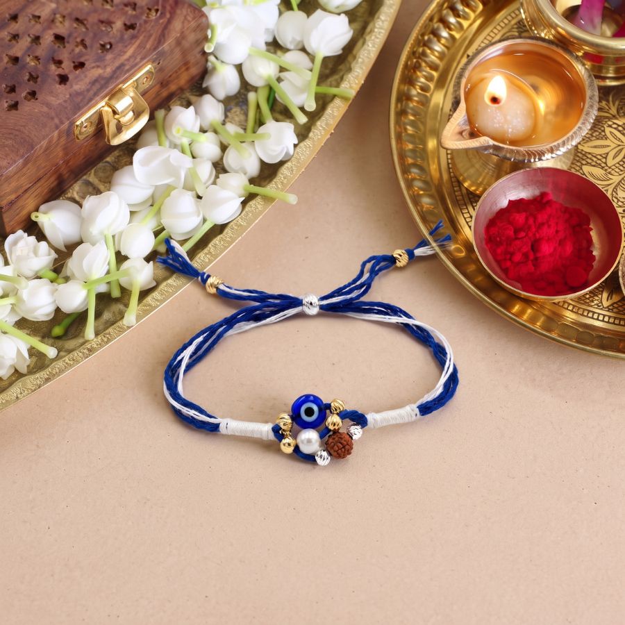 Nazar Pearl Rudraksha Rakhi