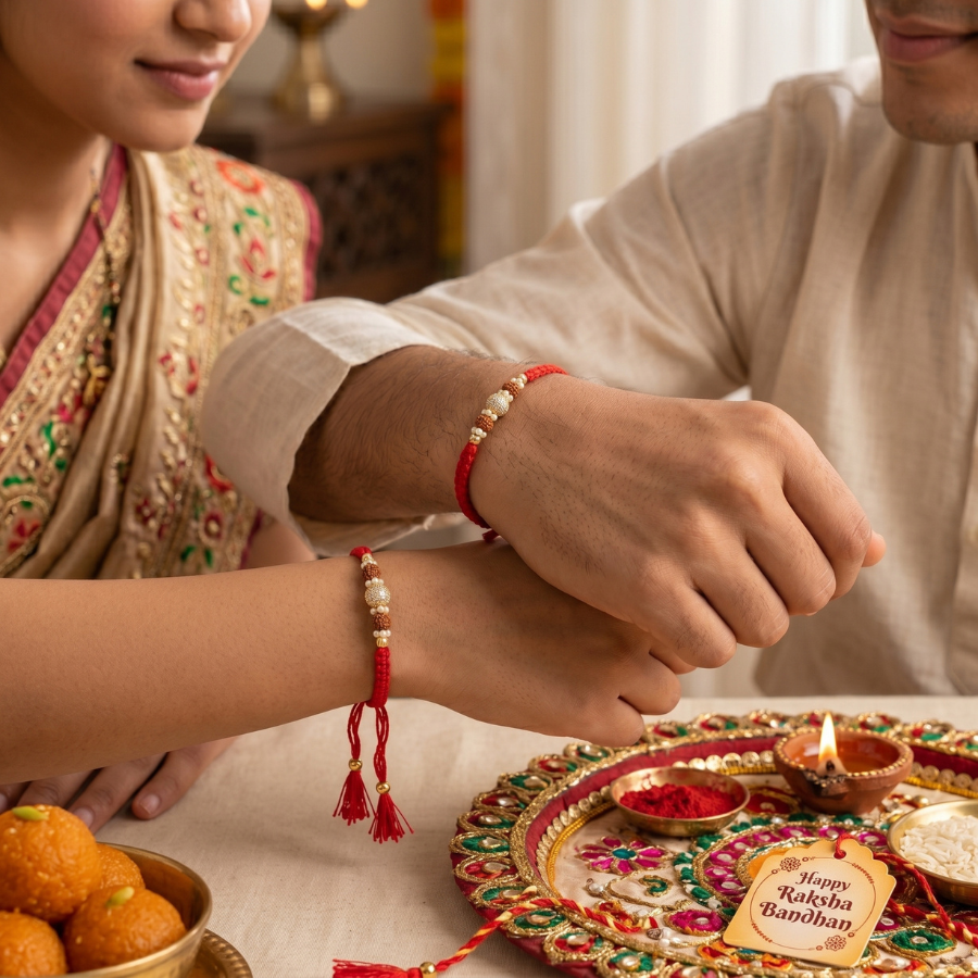 Royal Rudraksha Crystal Rakhi Combo