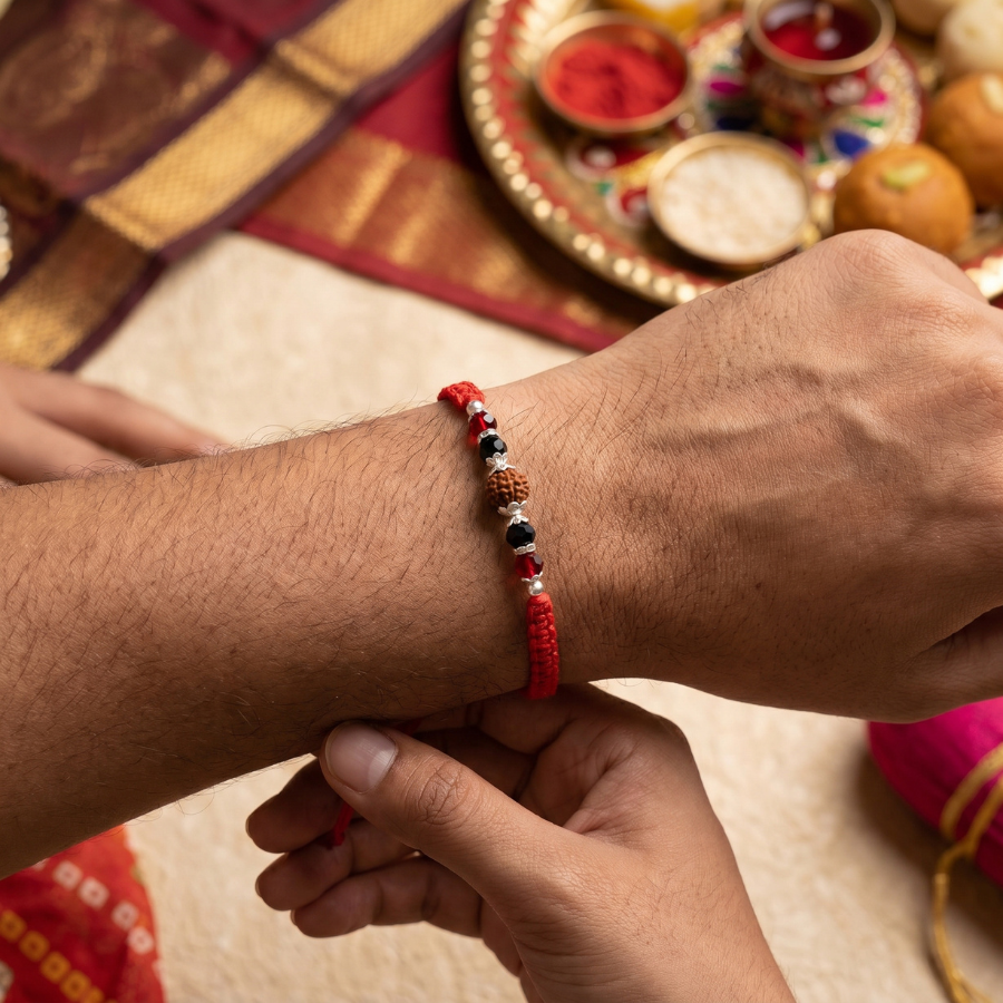 Crimson Crystal Rudraksha Rakhi