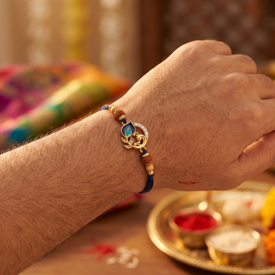 Rudraksha Peacock Rakhi