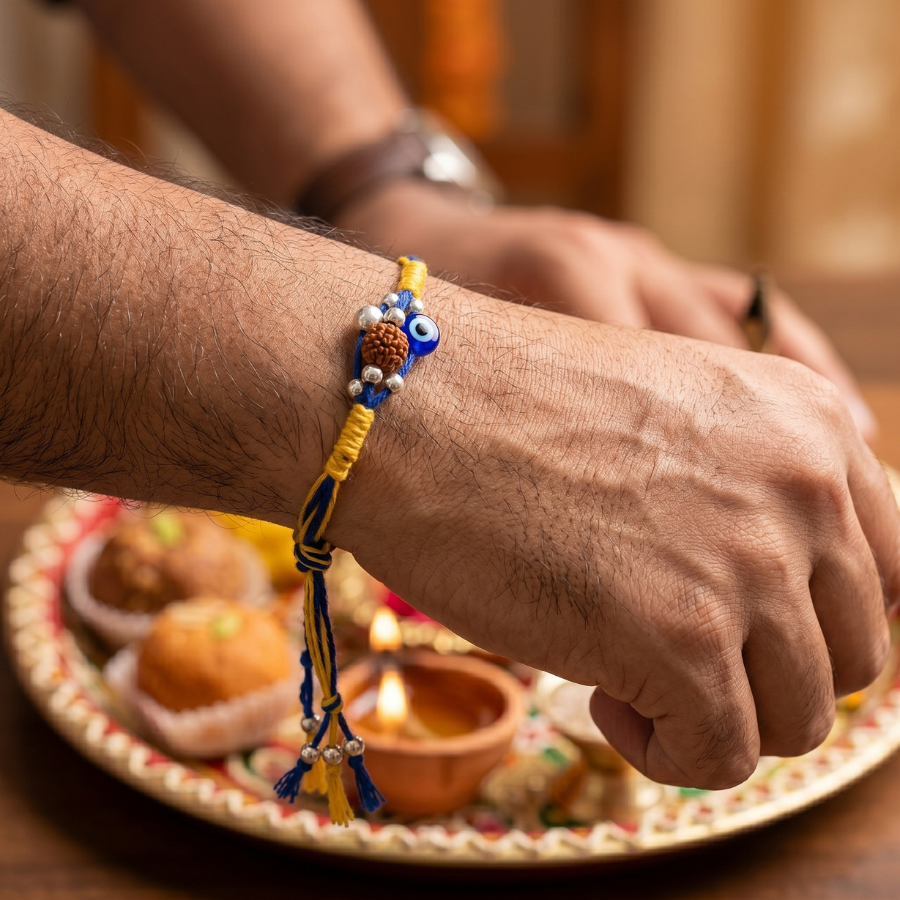 Evil Eye Rudraksha Pearl Rakhi
