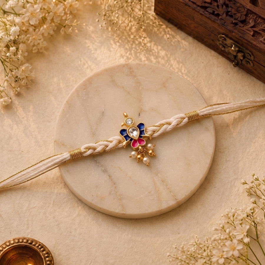 Crystal Butterfly Pearl Rakhi