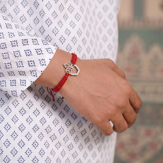 925 Silver Lotus Charm Rakhi