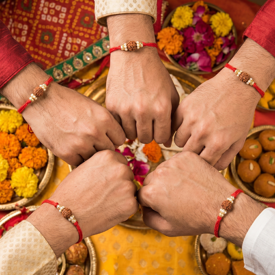 Pearl Rudraksha Rakhi Combo (Set of 5)