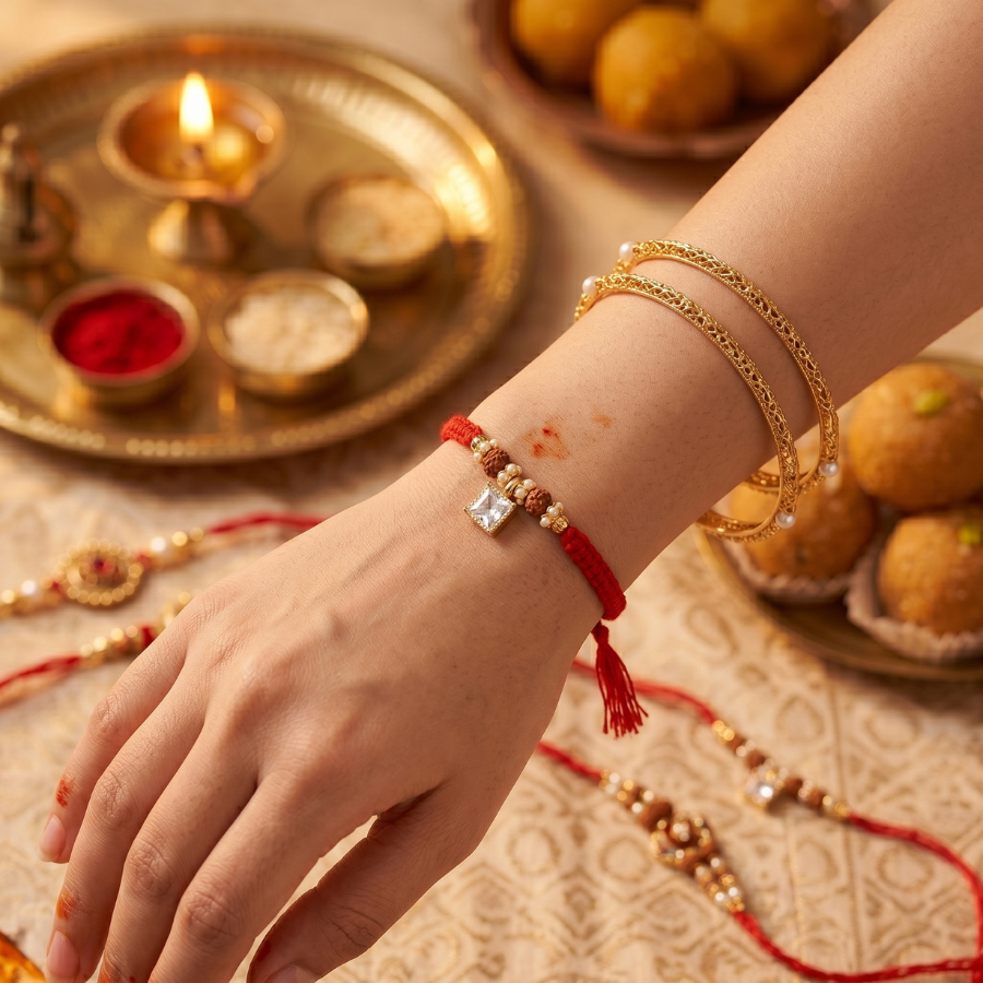 Crystal Grace Rudraksha Rakhi