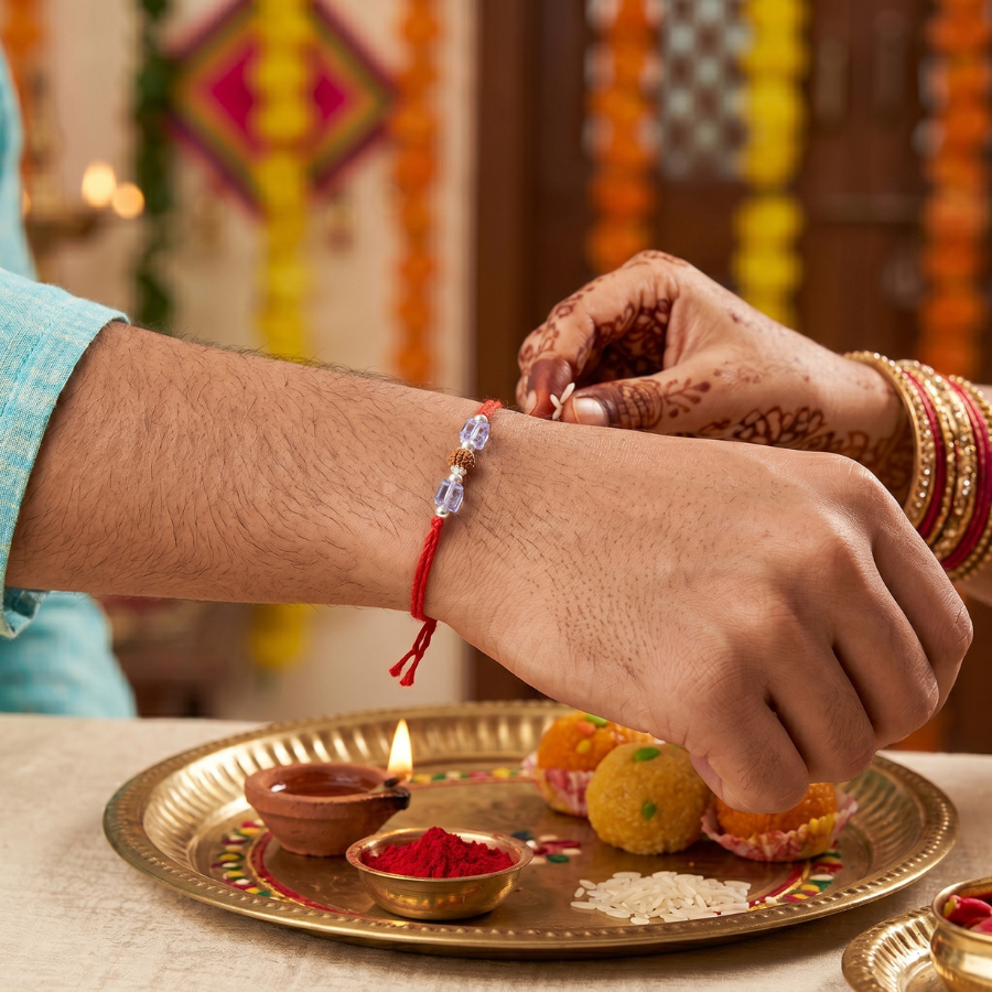 Sky Crystal Rudraksha Rakhi