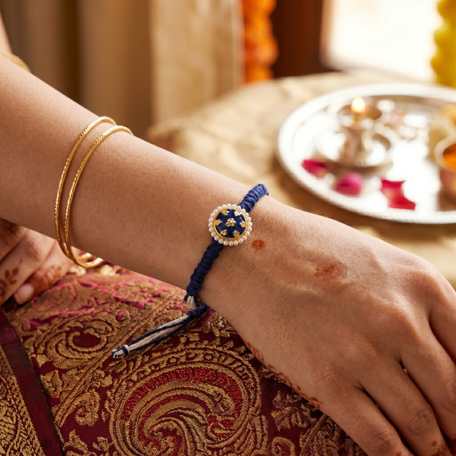 Midnight Pearl Bloom Rakhi