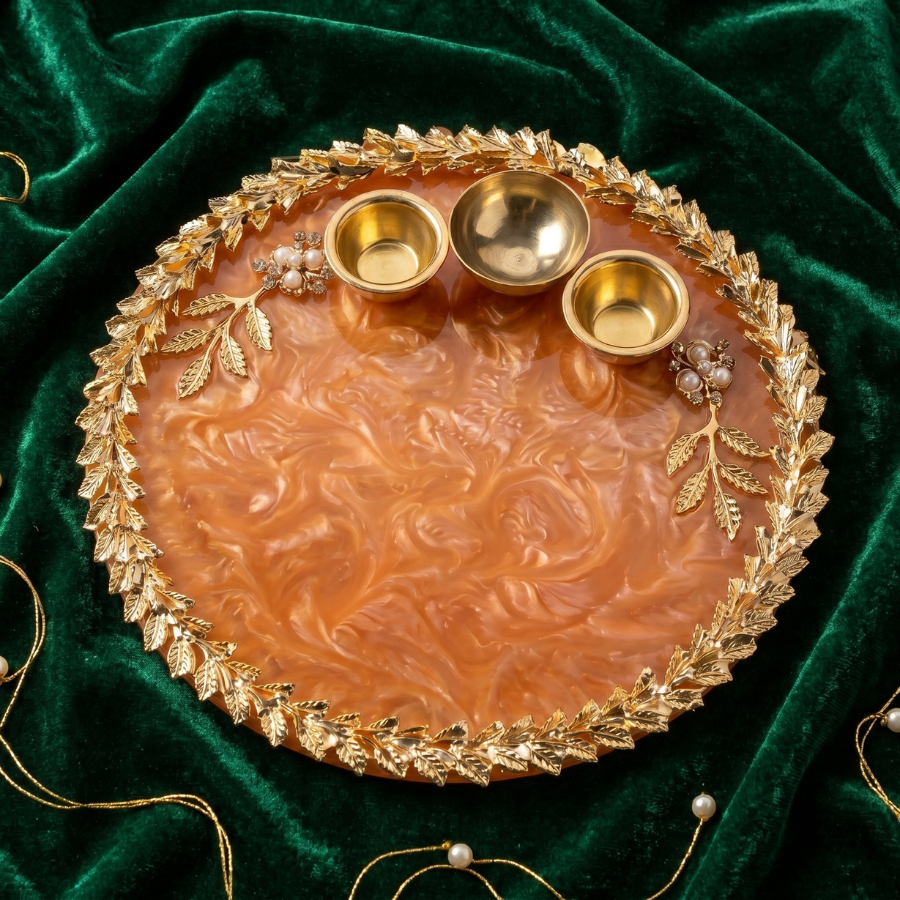 Amber Marble Resin Thali