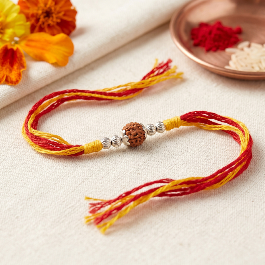 Rudraksha Silver Bead Rakhi