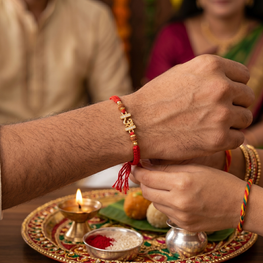 Om Divine Rudraksha Rakhi