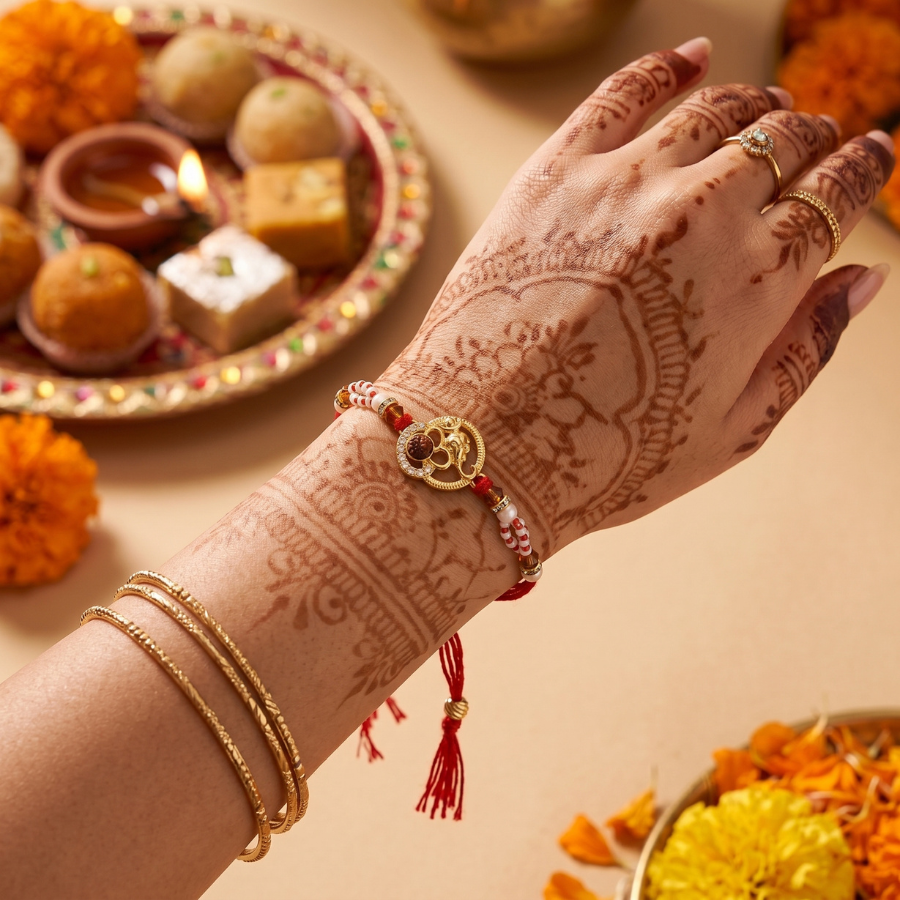Om Divine Pearl Rakhi