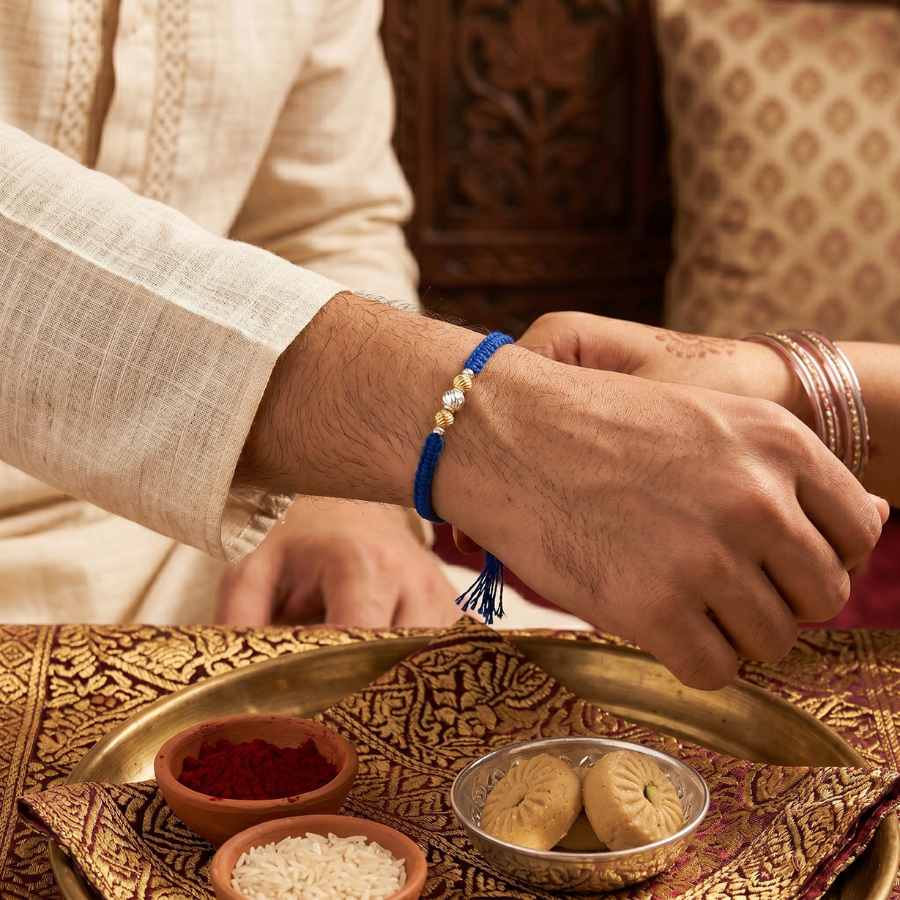 Royal Blue Bead Rakhi