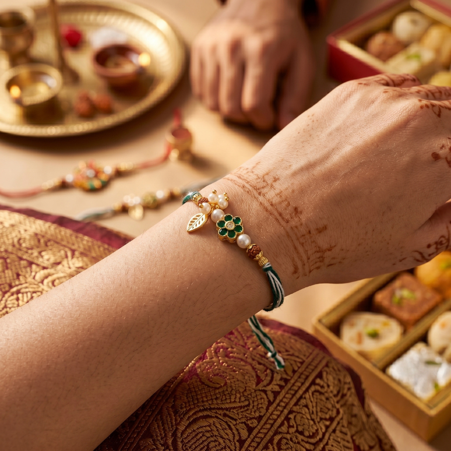 Emerald Garden Charm Rakhi