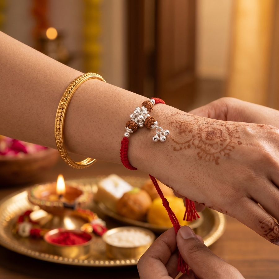 Rudraksha Charm Cluster Rakhi