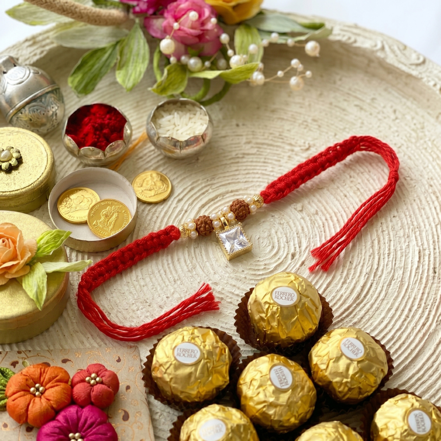 Crystal Grace Rudraksha Rakhi